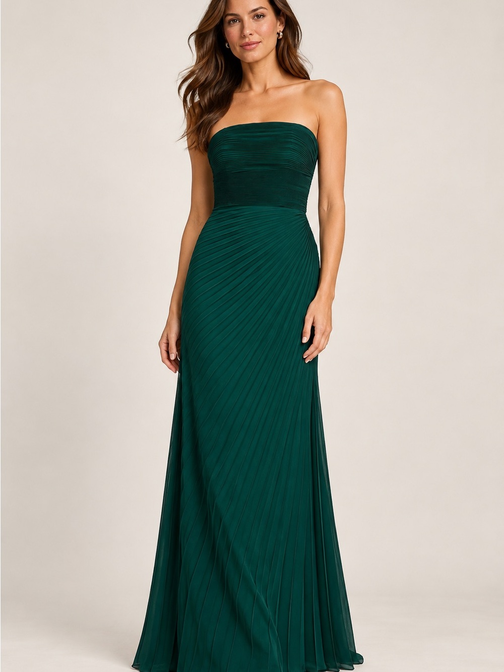 NWT Dress the Population Emerald Green Strapless Maxi Gown Size M